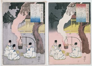 Imperial Wardens Sitting by Their Watch Fire by Utagawa Kuniyoshi